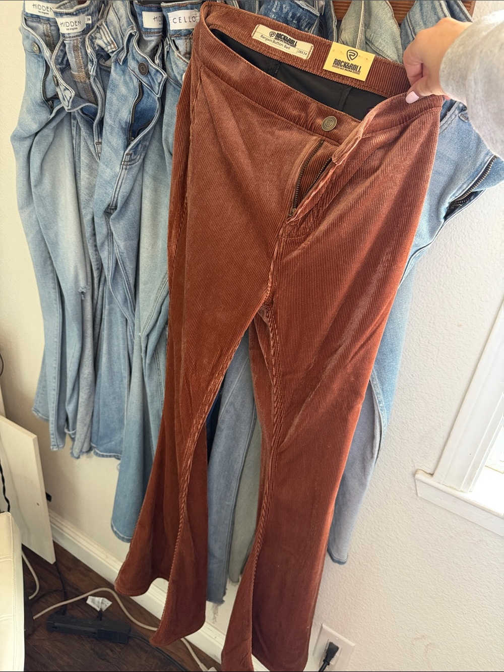 Rock & Roll Cowgirl Women's Brown Corduroy Flare Jeans